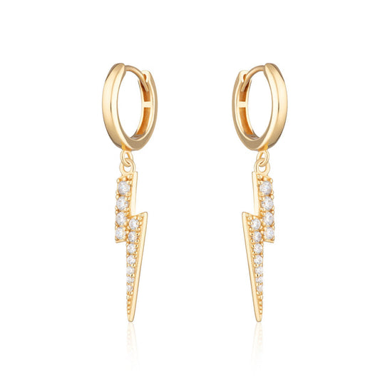 Lightning Hoop Earrings - Gold - SPG-259