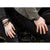 Antique Black Leather & Stainless Steel Bracelet