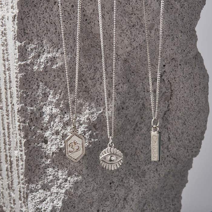 Men's Curb Chain Om Necklace - Silver - SNCC2674M