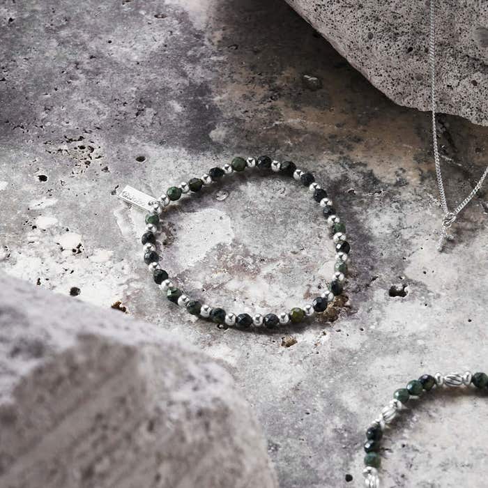 Men's Kambaba Jasper Ball Bracelet - Silver - SBKJBM