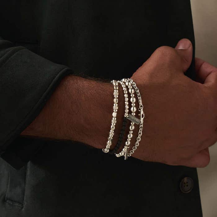 Men's Twisted Cube Bracelet - Silver - SBTCUBEM