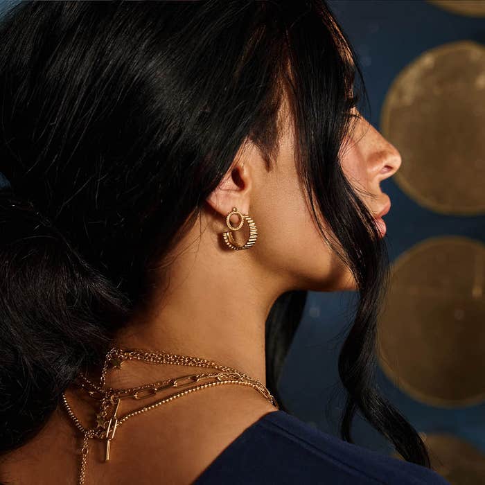 Large Ridge Hoop Earrings - Silver - SEH3398