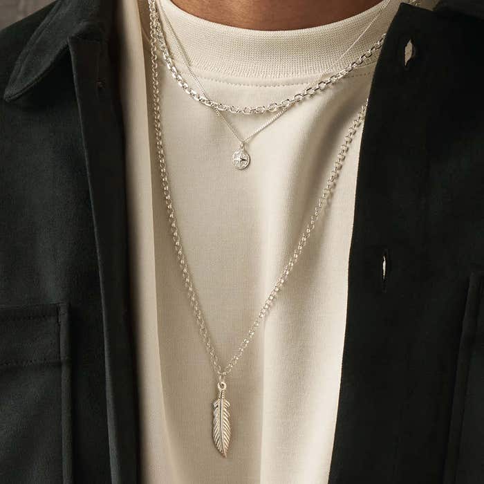 Men's Anchor Chain Necklace - Silver - SNANCHORM