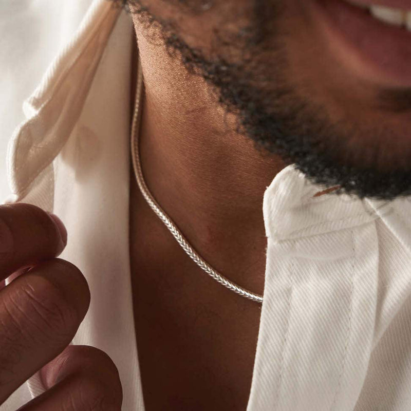 Men's Fox Tail Chain Necklace - Silver - SNFOXTAILM