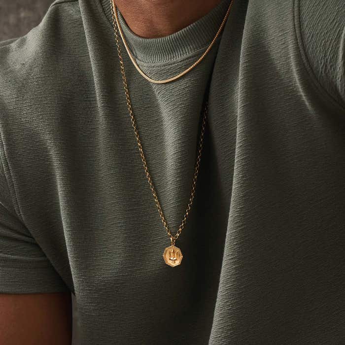 Men's Belcher Chain Trident Necklace - Silver - SCBEL3C022M