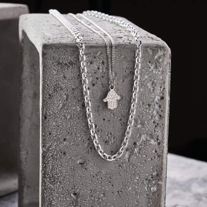 Men's Anchor Chain Necklace - Silver - SNANCHORM