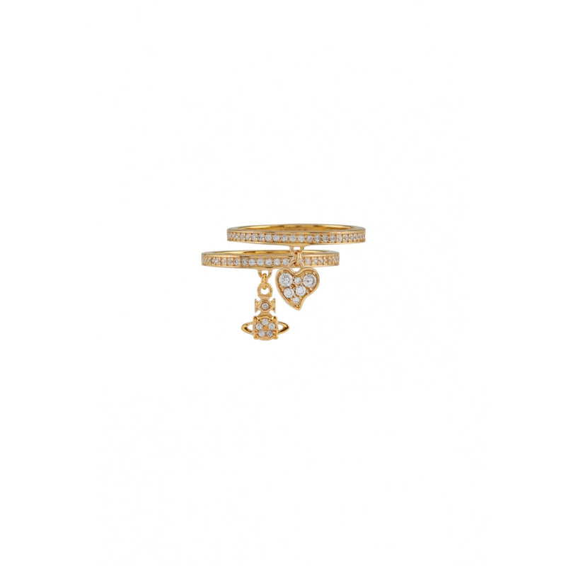 Brandita Heart & Orb Ring Set - Gold