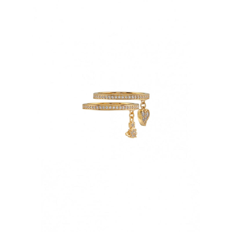 Brandita Heart & Orb Ring Set - Gold