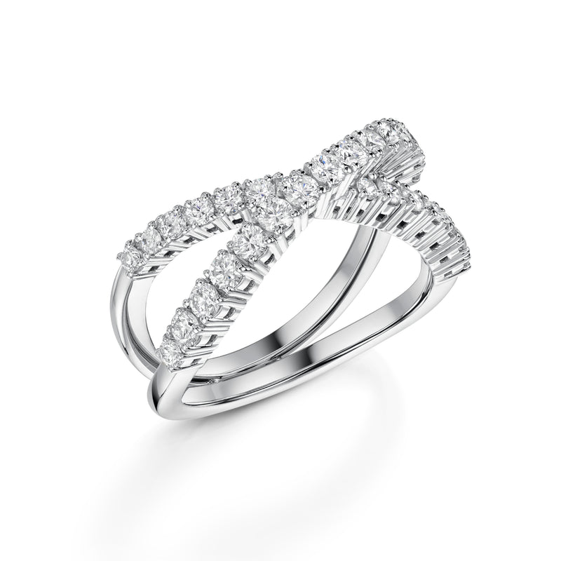 Diamond Cross Over Ring, 0.95ct - 18ct White Gold