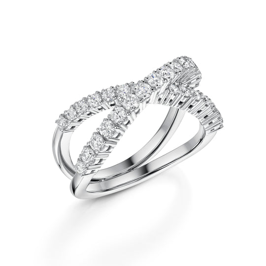 Diamond Cross Over Ring, 0.95ct - 18ct White Gold