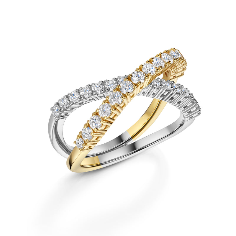 Diamond Crossover Ring, 0.97ct - 18ct Yellow & White Gold