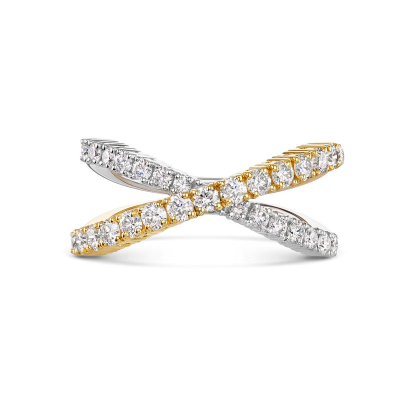 Diamond Crossover Ring, 0.97ct - 18ct Yellow & White Gold