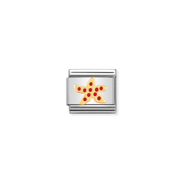 Composable Red Starfish Link - Gold - 030213/05