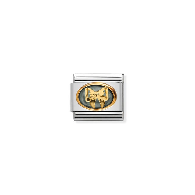 Classic Bow & Grey Mother of Pearl Link - Gold - 030517/02