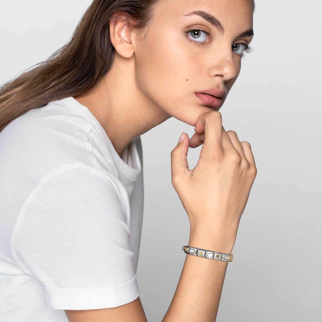 Classic Bow & Grey Mother of Pearl Link - Gold - 030517/02