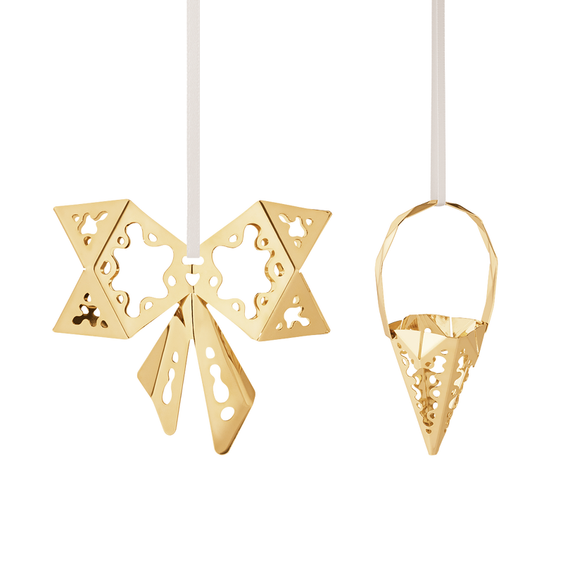 Bow & Cone 2022 Ornament Set - Gold - 10020106