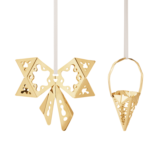 Bow & Cone 2022 Ornament Set - Gold - 10020106