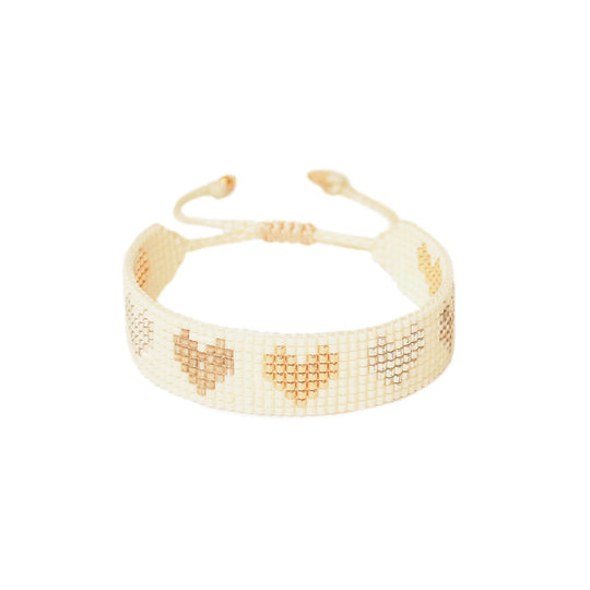 Line of Hearts Bracelet - Cream/Metallic - 2.0-BE-S-10297