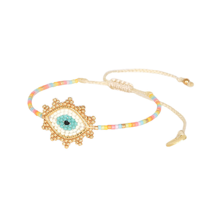 Golden Evil Eye Bracelet - Multicoloured - B-BE-XS-11325