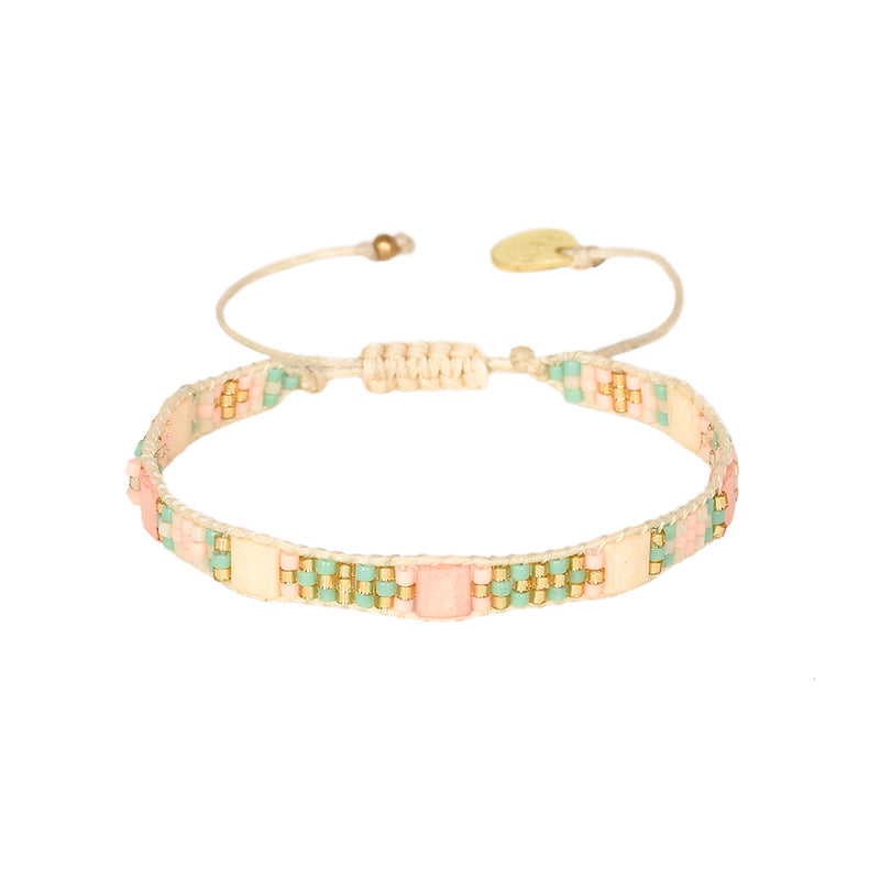 Telha Bracelet - Pale Pink/Green - B-BE-S-11148