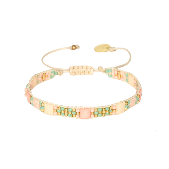 Telha Bracelet - Pale Pink/Green - B-BE-S-11148