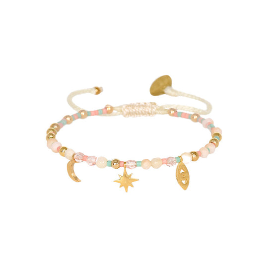 Charmy Mix Bracelet - Pale Pink/Green - B-GP-XS-11398