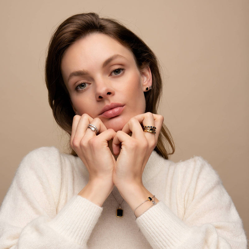 Milano 5 Blue Stone Ring, Size 54 - Gold - 12274BY/54