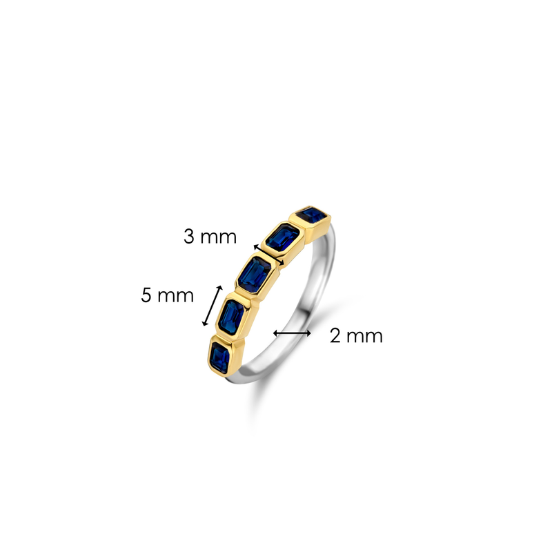 Milano 5 Blue Stone Ring, Size 54 - Gold - 12274BY/54