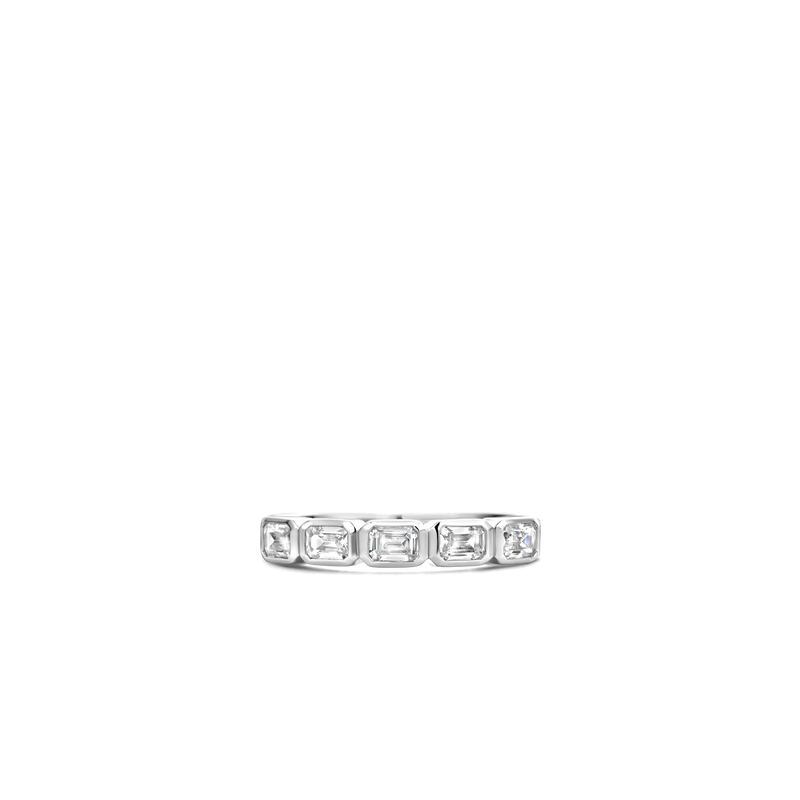 Cubic Zirconia 5 Stone Ring, Size 56 - Silver - 12274ZI/56