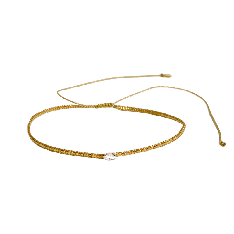 Diamond Eye Choker - White/Gold - N-BE-S-11038