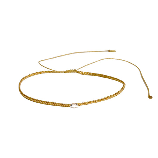 Diamond Eye Choker - White/Gold - N-BE-S-11038