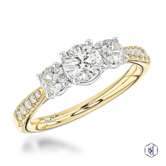 18ct Yellow Gold Skye Classic Diamond Trilogy Ring - 0.83ct