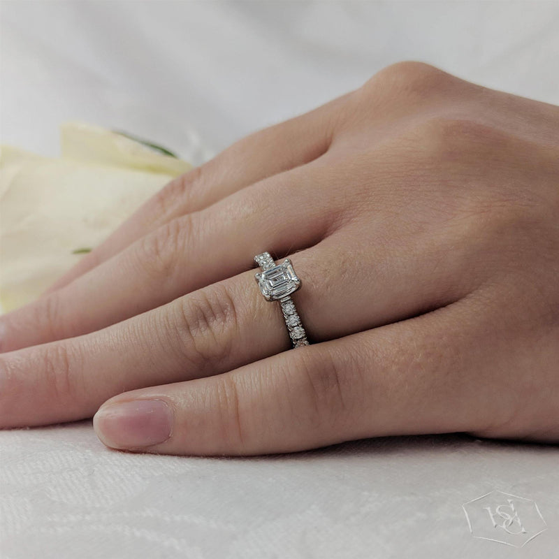 Platinum Emerald Cut Diamond Engagement Ring - 0.60ct