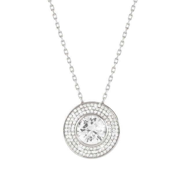 Aurea White CZ Necklace, Large - Silver - 145704/010