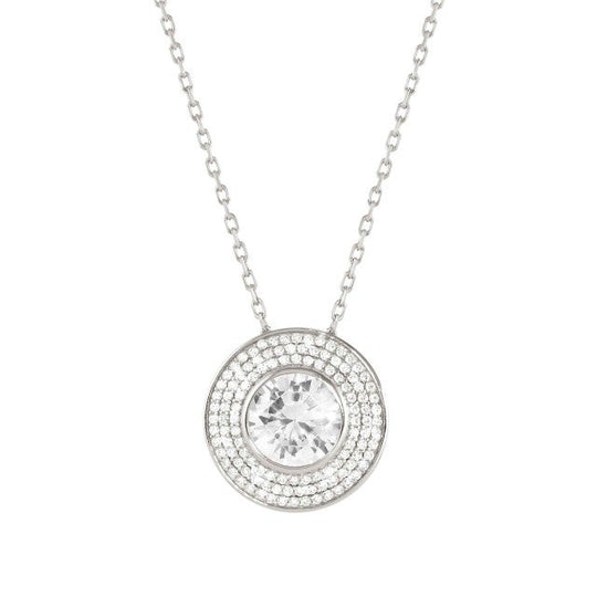 Aurea White CZ Necklace, Large - Silver - 145704/010