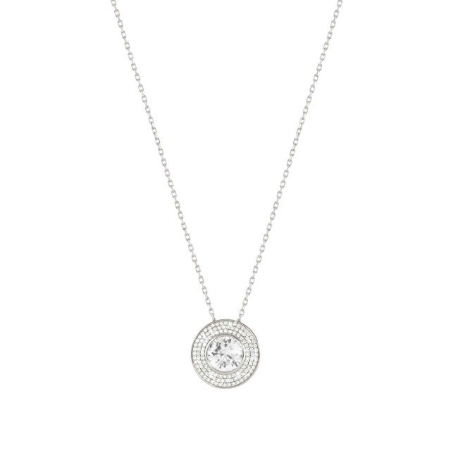Aurea White CZ Necklace, Large - Silver - 145704/010