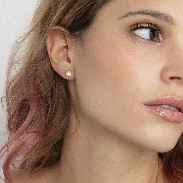 Aurea White CZ Stud Earrings - Silver -  145705/010