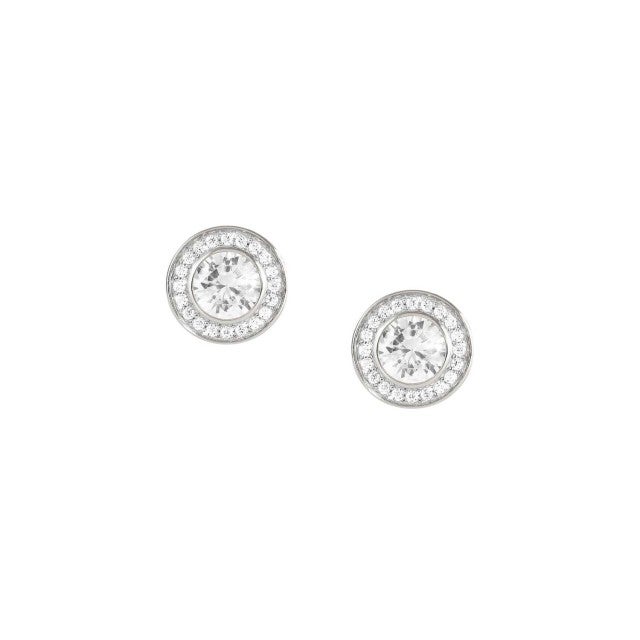 Aurea White CZ Stud Earrings - Silver -  145705/010