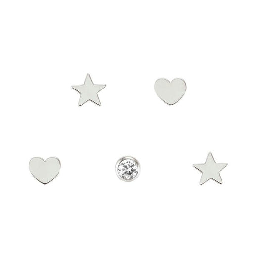 Melodie Set of 5 Stud Earrings - Silver - 147722/038