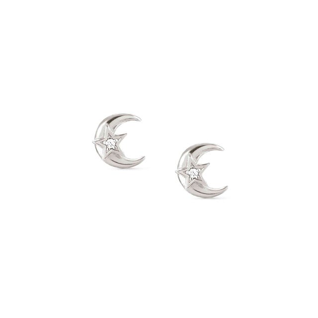 Sweetrock Moon Stud Earrings - Silver - 148024/030
