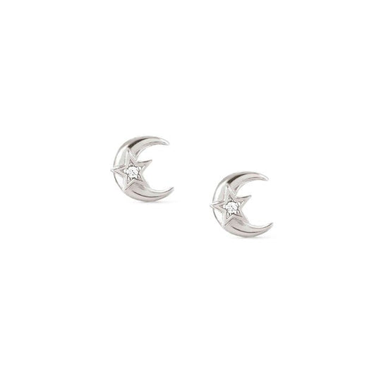 Sweetrock Moon Stud Earrings - Silver - 148024/030