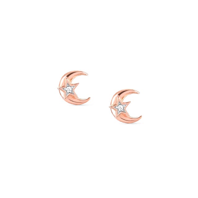 Sweetrock Moon Stud Earrings - Rose Gold - 148024/031