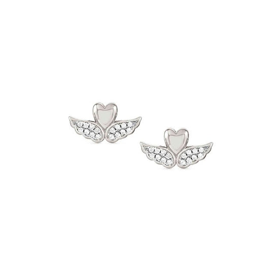 Sweetrock Winged Heart Stud Earrings - Silver - 148024/068