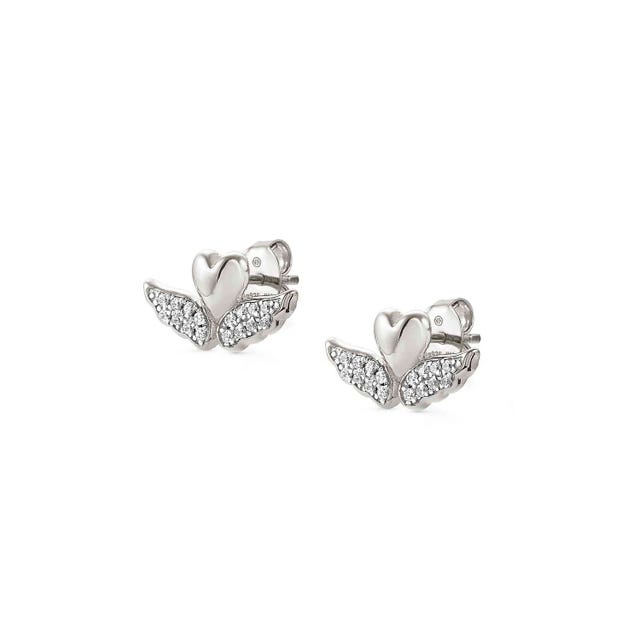 Sweetrock Winged Heart Stud Earrings - Silver - 148024/068