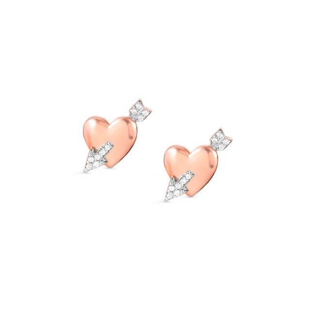 Sweetrock Heart & Arrow Stud Earrings - Rose Gold - 148024/072