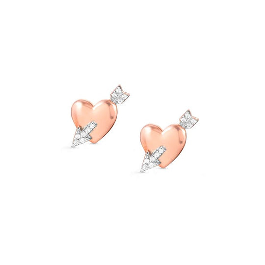 Sweetrock Heart & Arrow Stud Earrings - Rose Gold - 148024/072