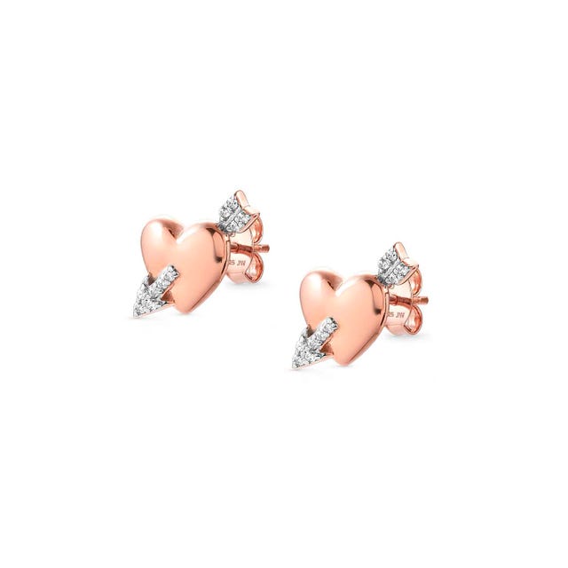 Sweetrock Heart & Arrow Stud Earrings - Rose Gold - 148024/072