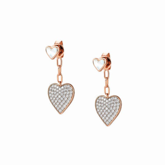 Short Vita Heart Drop Earrings - Rose Gold - 148403/006