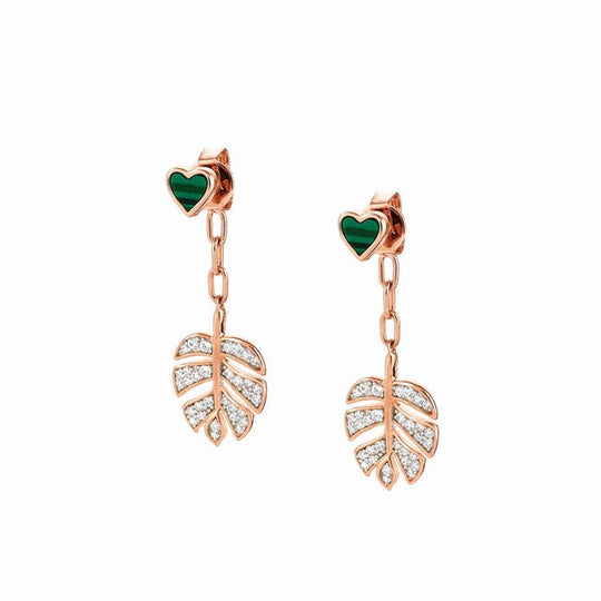 Short Vita Leaf Drop Earrings - Rose Gold - 148403/007