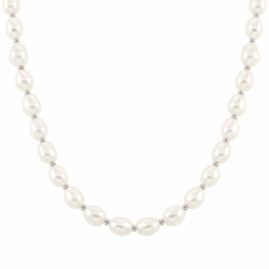 Kate Pearl Necklace - Silver/White - 148902/010